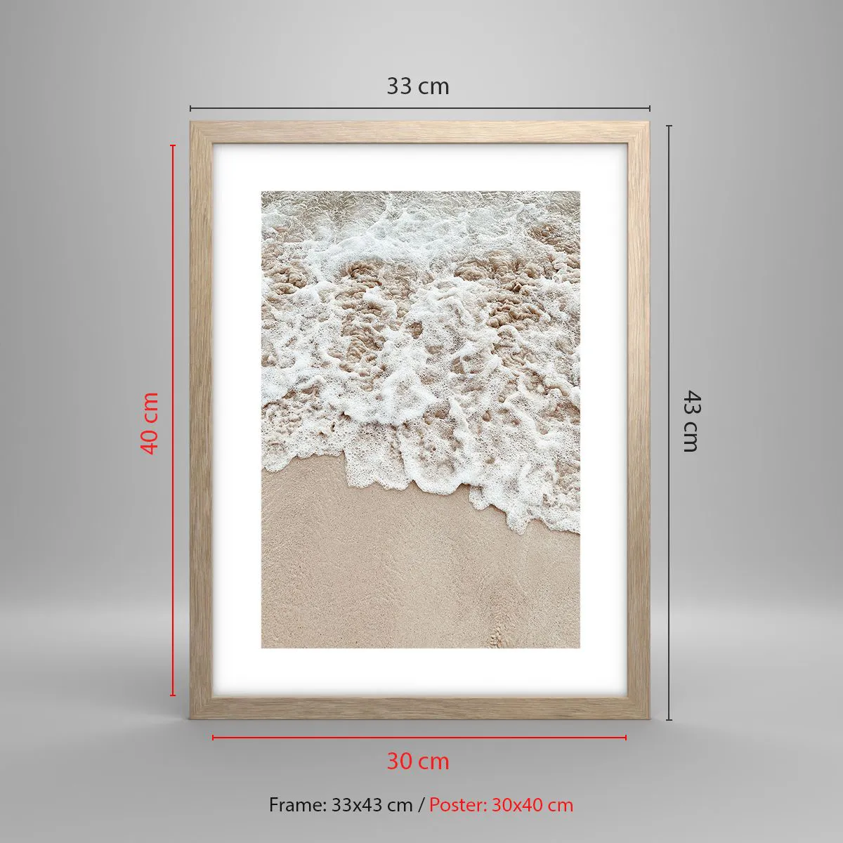 Plakat i ramme af lyst egetræ - Jeg er straks tilbage - 30x40 cm