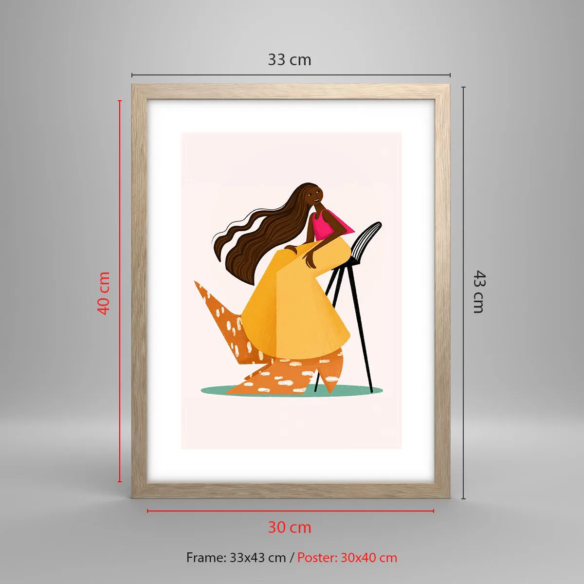 Pôster com moldura de carvalho claro - Moda também é divertida - 30x40 cm