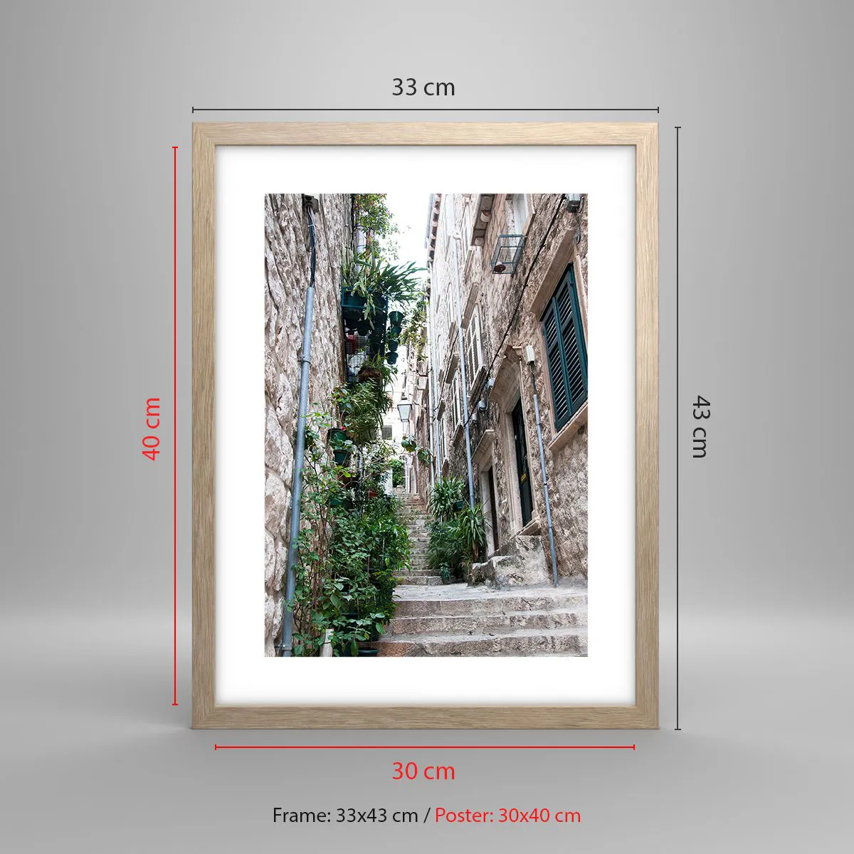 Affisch i ram av ljusek - Gamla stans charm - 30x40 cm