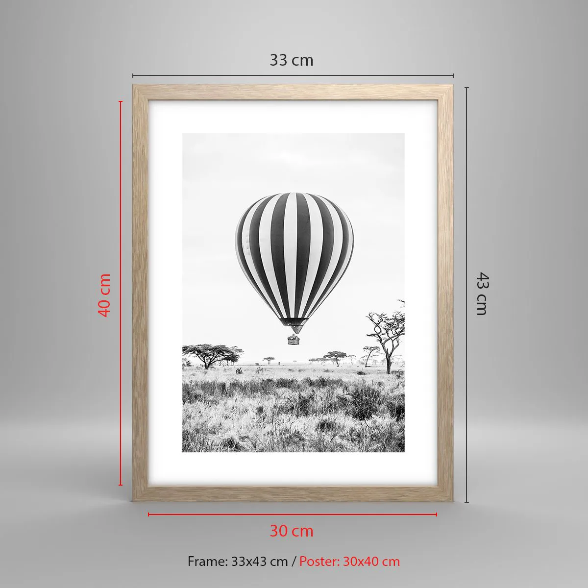 Póster en marco roble claro - Sobre la sabana - 30x40 cm