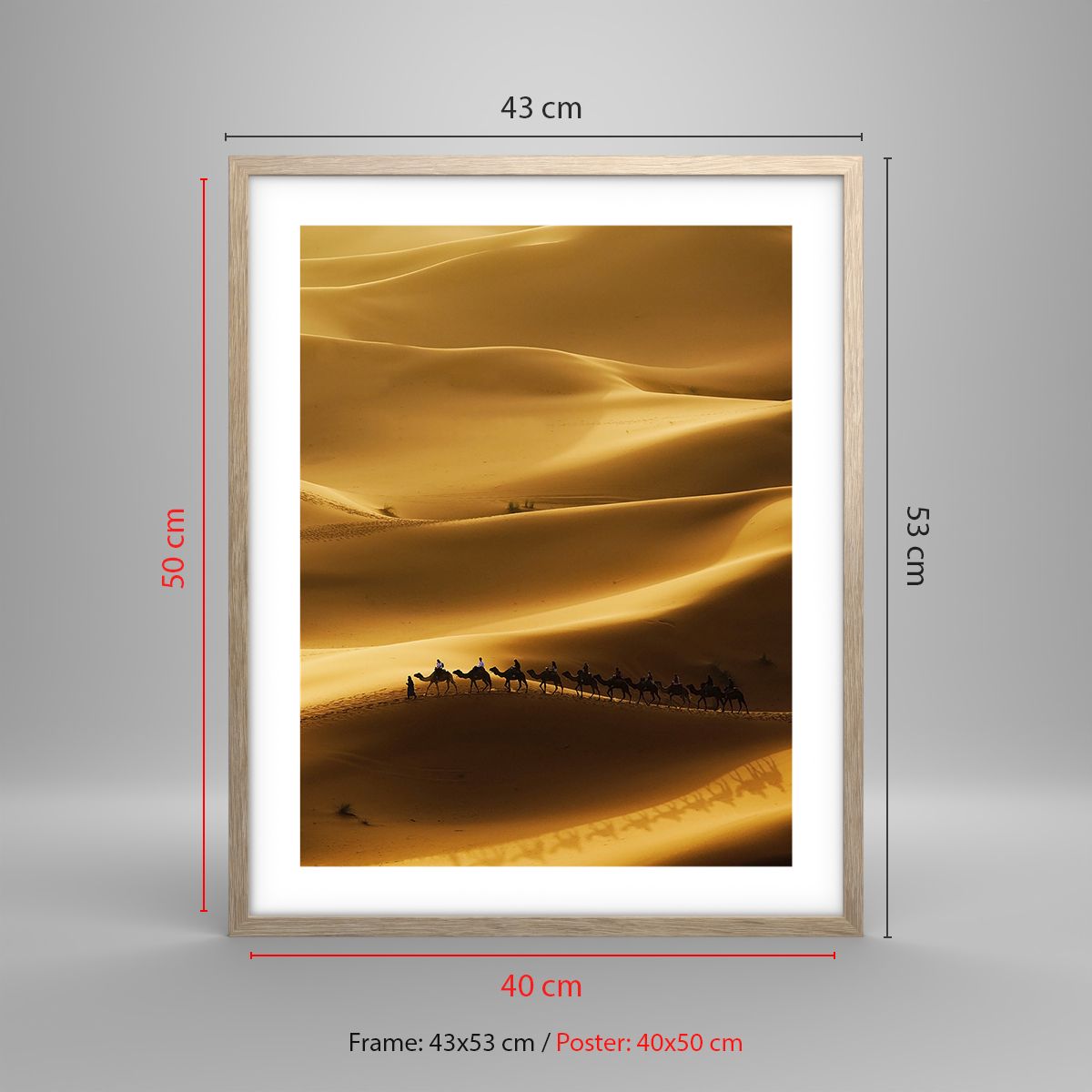 Poster in cornice rovere chiaro 40x50 cm - La carovana sulle onde del  deserto - Arttor - Decorazioni da parete moderne e originali, per il salotto  e la camera da letto