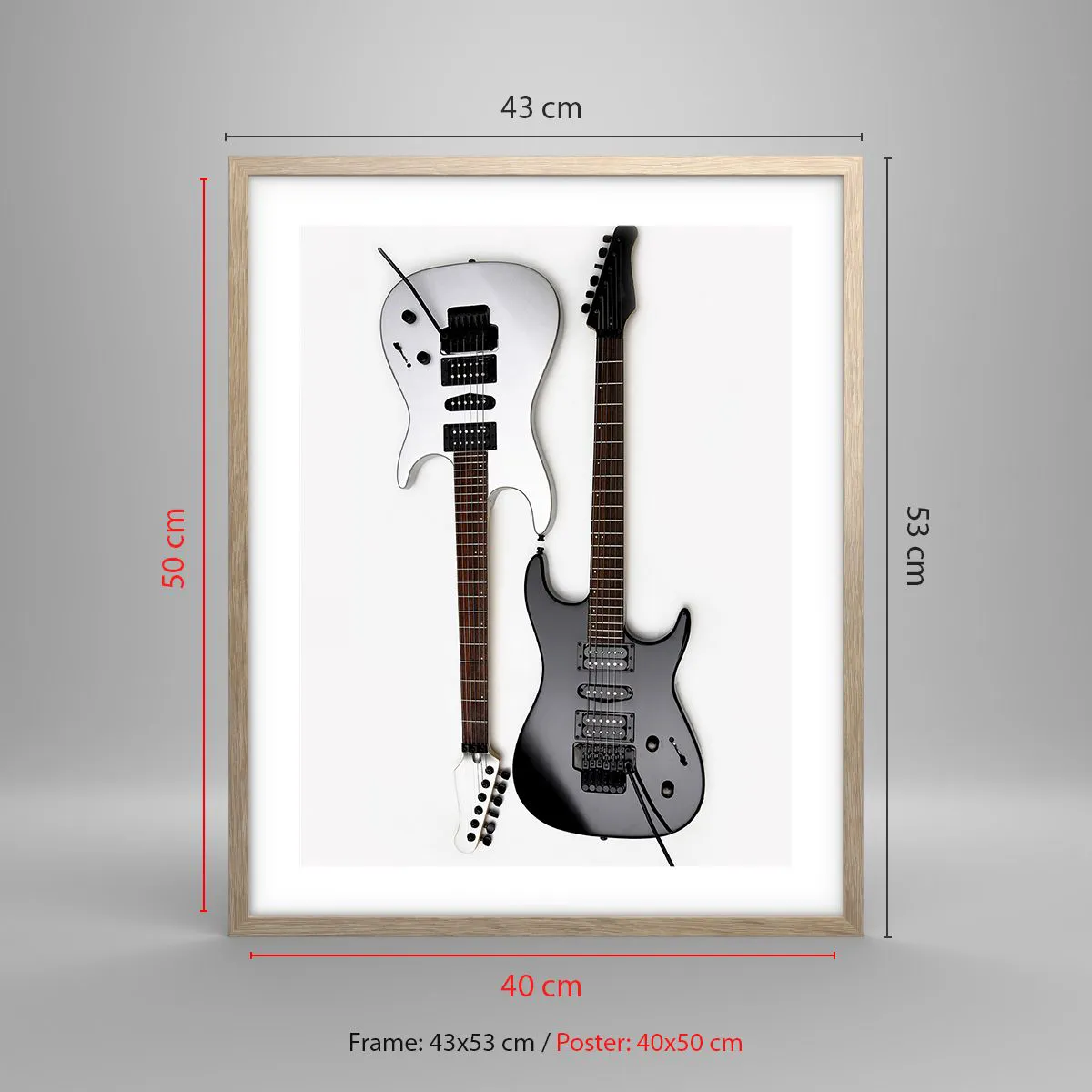 Plakat i ramme af lyst egetræ - Harmoni af former - 40x50 cm