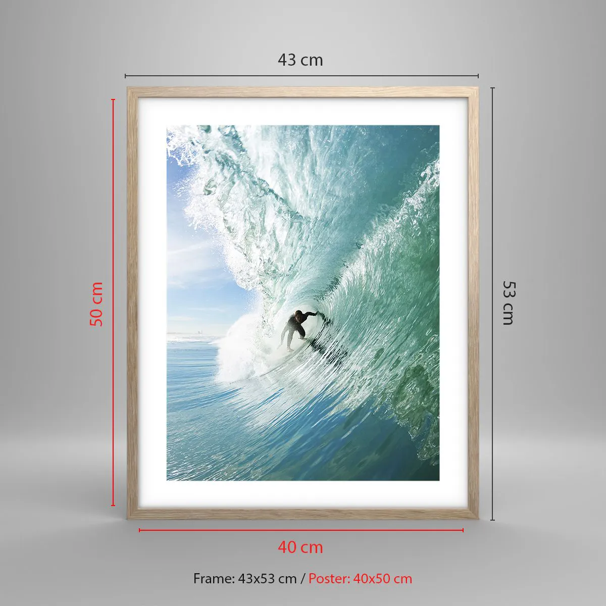 Poszter világos tölgy keretben - Mindig a hullámon - 40x50 cm