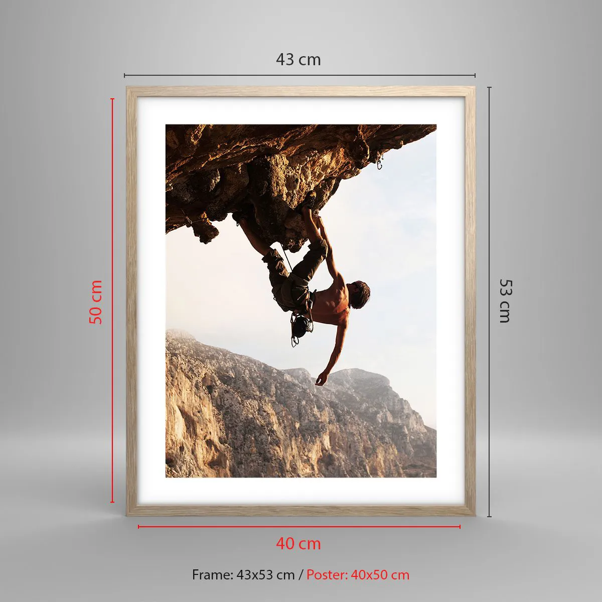 Poster în ramă de stejar deschis - Lumea s-a micșorat într-un pumn pe un afloriment de bolovani - 40x50 cm