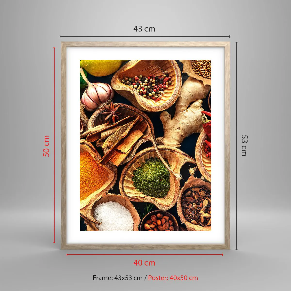 Pôster com moldura de carvalho claro - Leve o que quiser - 40x50 cm