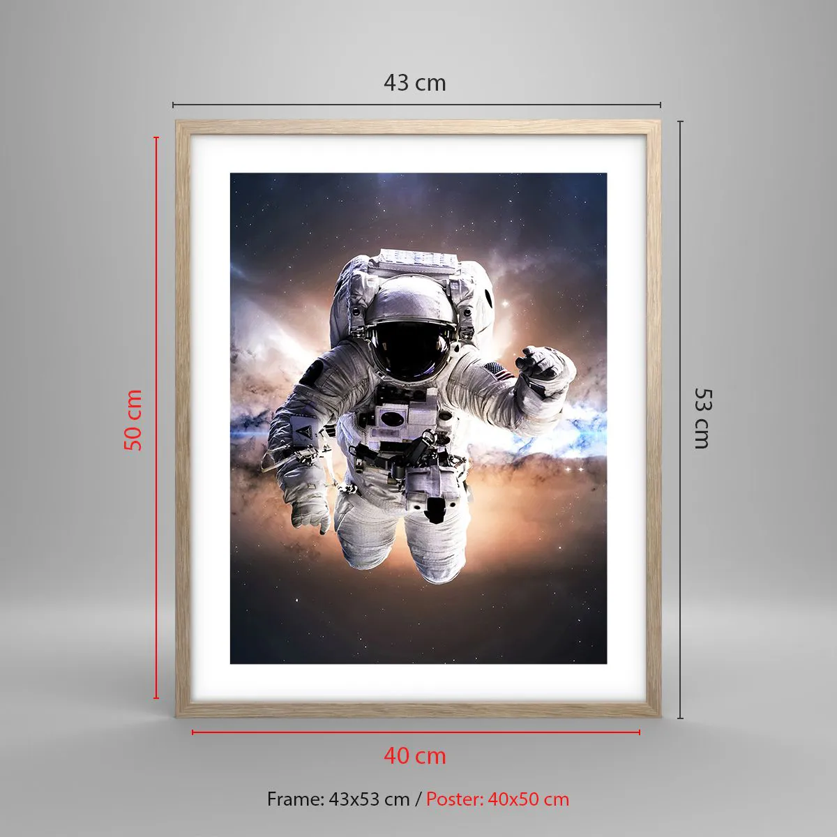 Poster in cornice rovere chiaro - Saluti dal cosmo - 40x50 cm