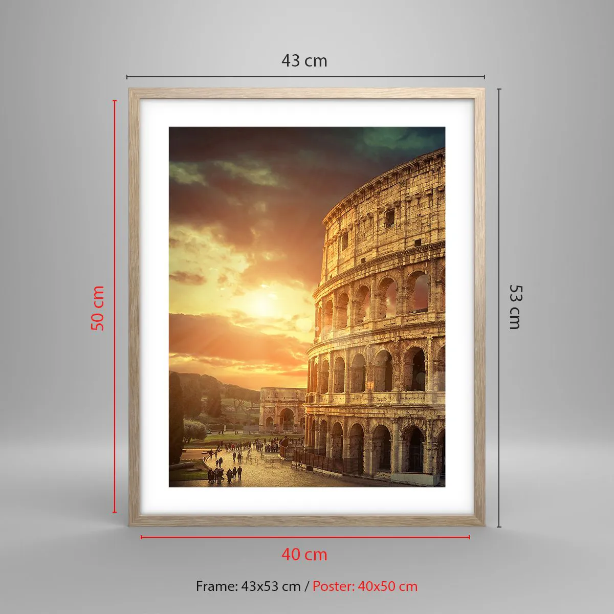 Plakat i ramme af lyst egetræ - Kolossalt indtryk - 40x50 cm