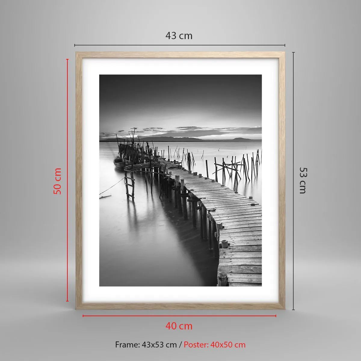 Affiche dans un chêne clair - Poster - La paix d'un rivage oublié - 40x50 cm