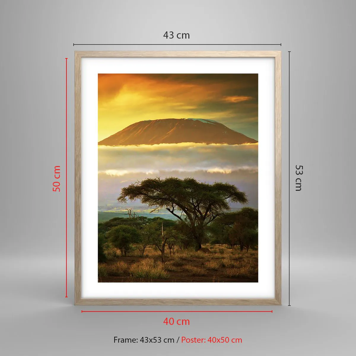 Plakat i ramme af lyst egetræ - En rejsendes drøm - 40x50 cm