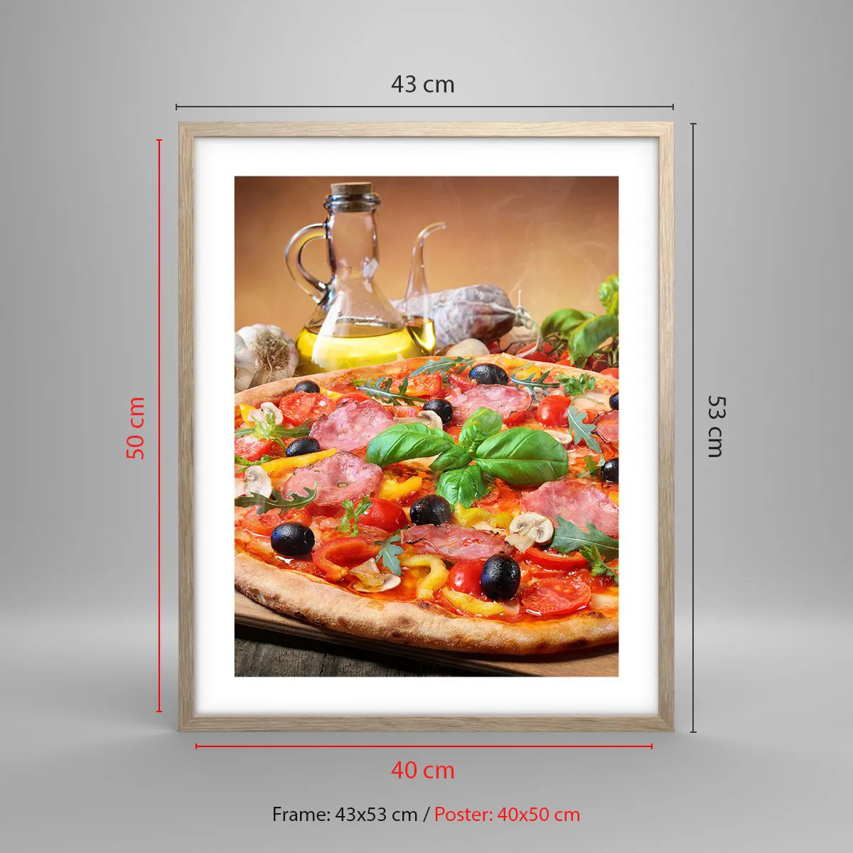 Affiche dans un chêne clair - Poster - Avec une vraie saveur italienne - 40x50 cm