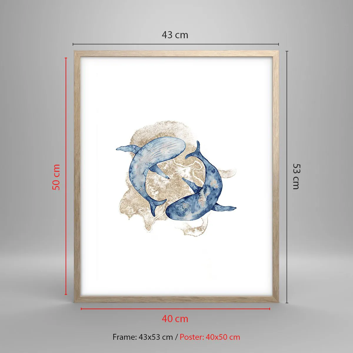 Pôster com moldura de carvalho claro - Amizade ou amor? - 40x50 cm