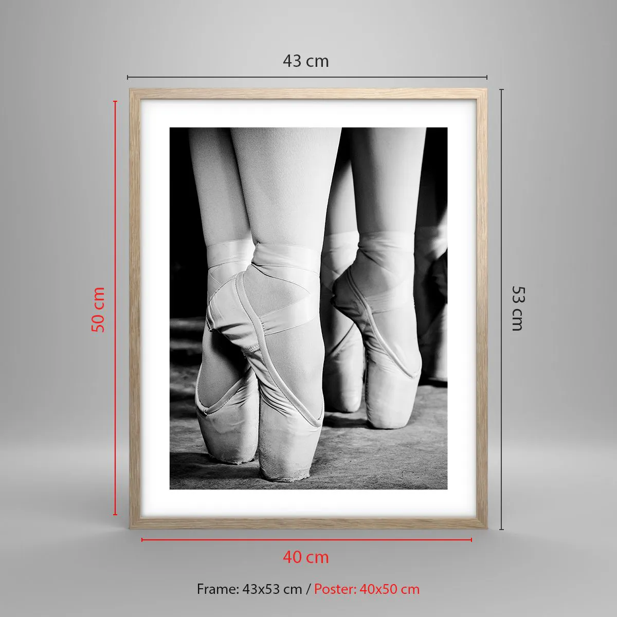 Plagát v ráme zo svetlého duba - Spoločne, ľahko - 40x50 cm