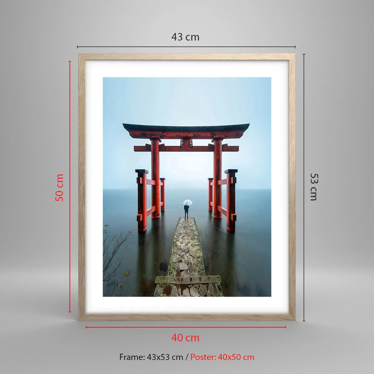 Een poster in een licht eiken lijst - Japanse mijmering - 40x50 cm