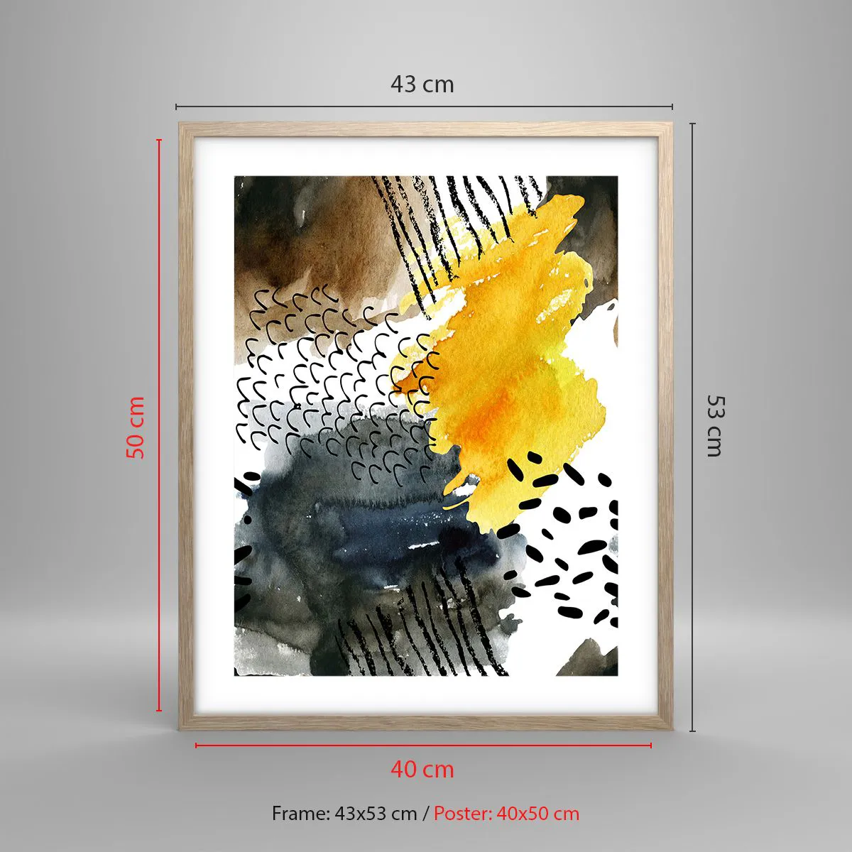 Póster en marco roble claro - Reunión de los elementos - 40x50 cm