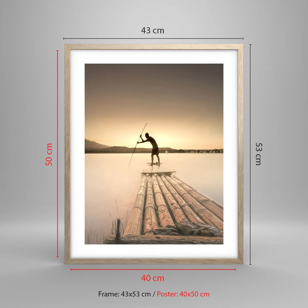 Plakat i ramme af lyst egetræ - Før du hviler - 40x50 cm