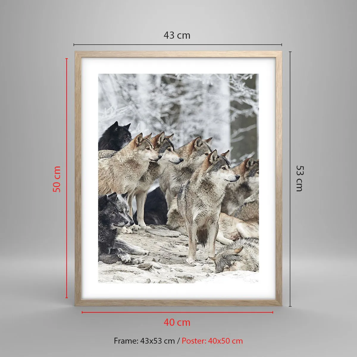 Poszter világos tölgy keretben - Család és barátok - 40x50 cm