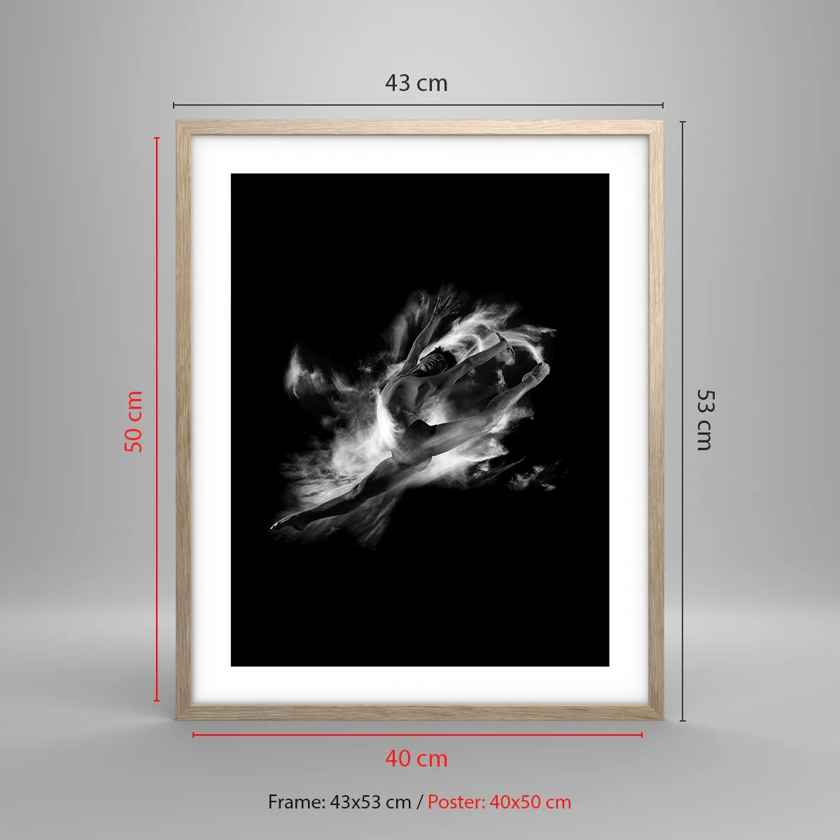 Poster in einem Rahmen aus heller Eiche - Im Flug hängen geblieben - 40x50 cm