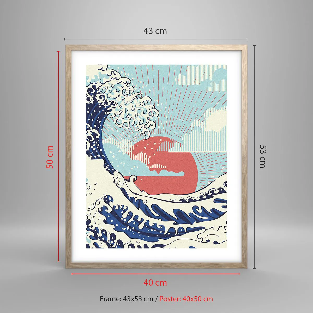 Poszter világos tölgy keretben - Japán inspirációból - 40x50 cm