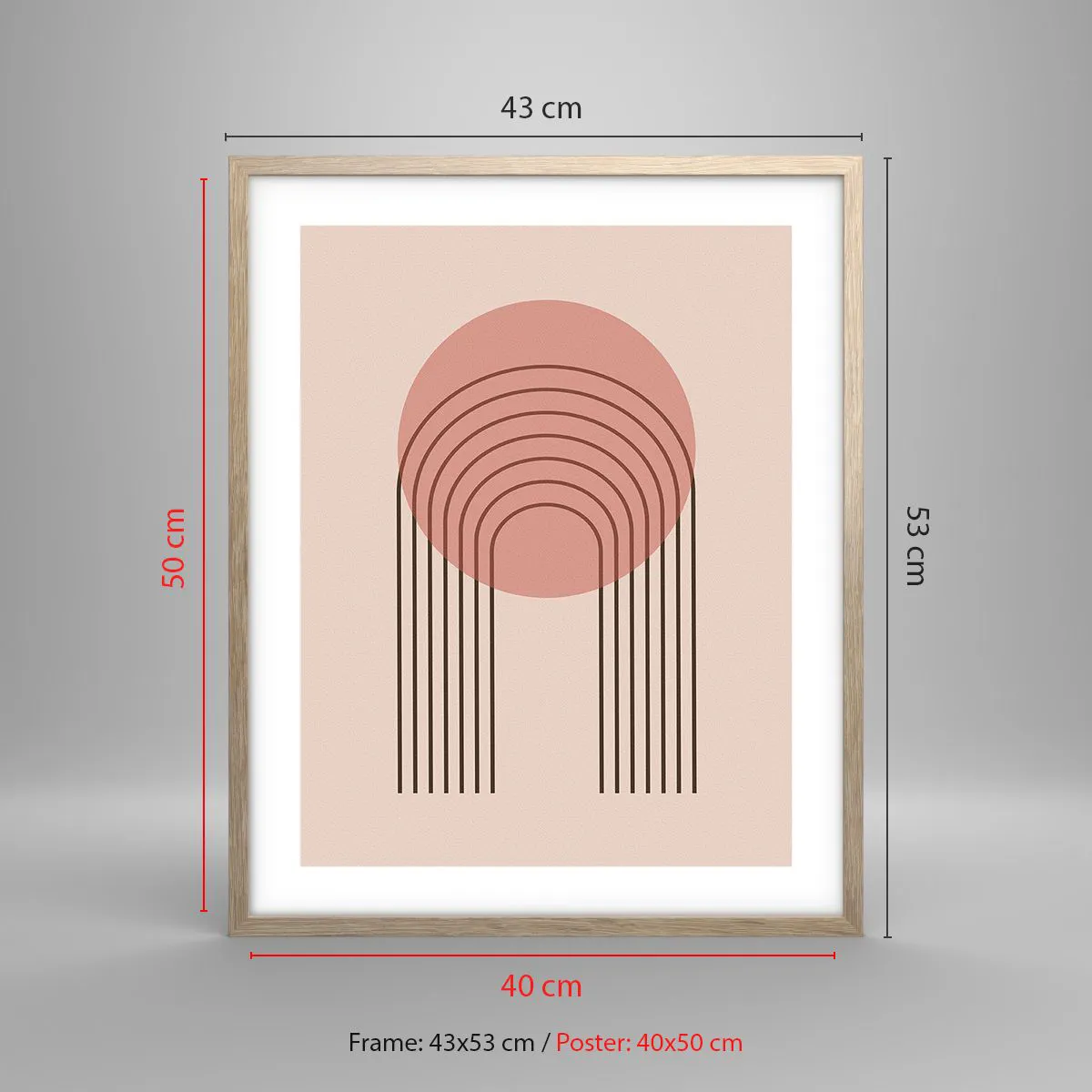 Plakat i ramme af lyst egetræ - Uimodståelig tiltrækningskraft - 40x50 cm