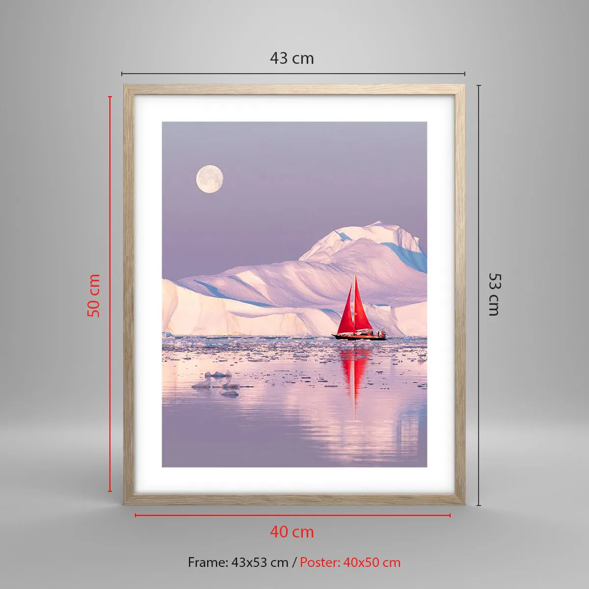 Plakat w ramie jasny dąb - Żar żagla, chłód lodu - 40x50 cm