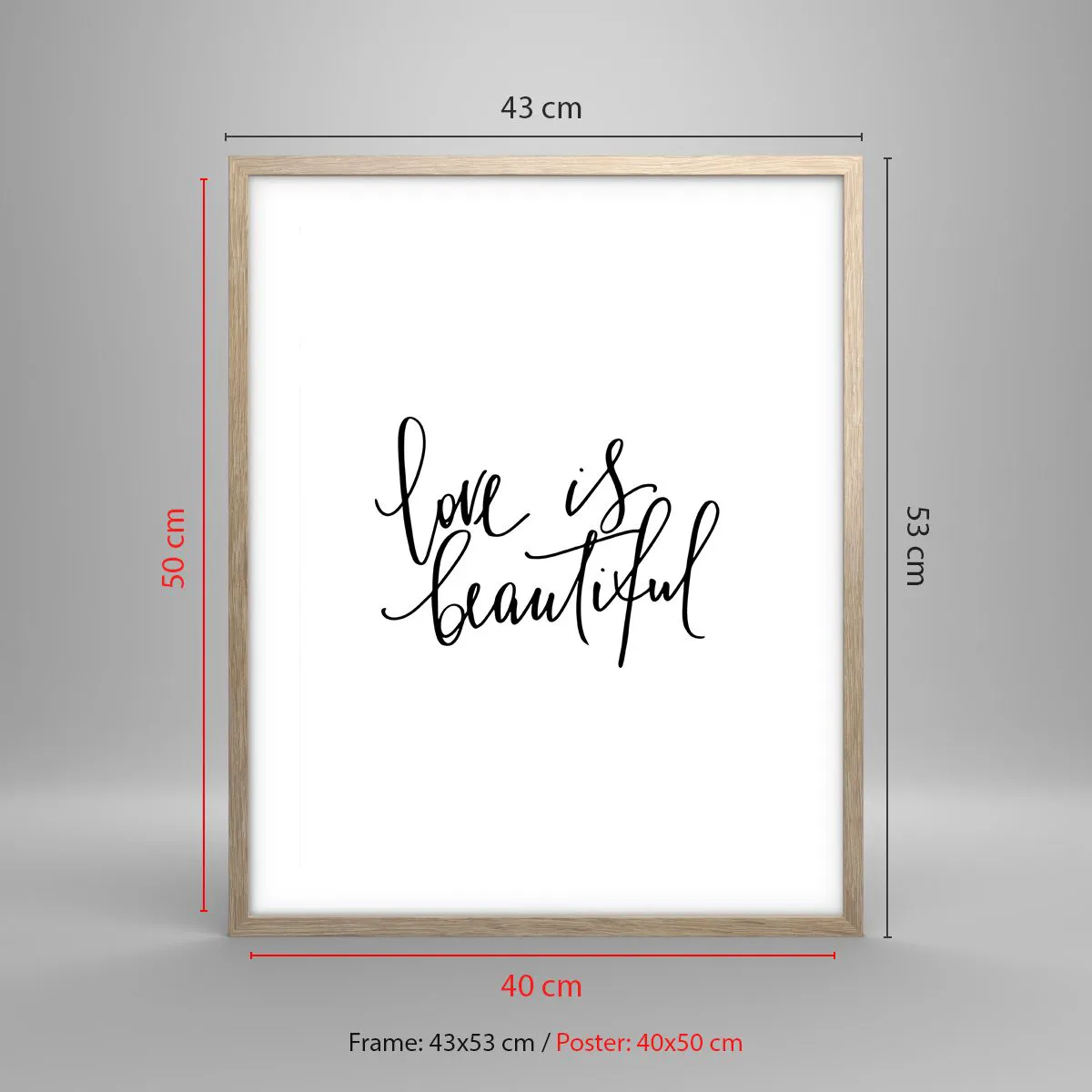 Poster in light oak frame - Read and Repeat - 40x50 cm