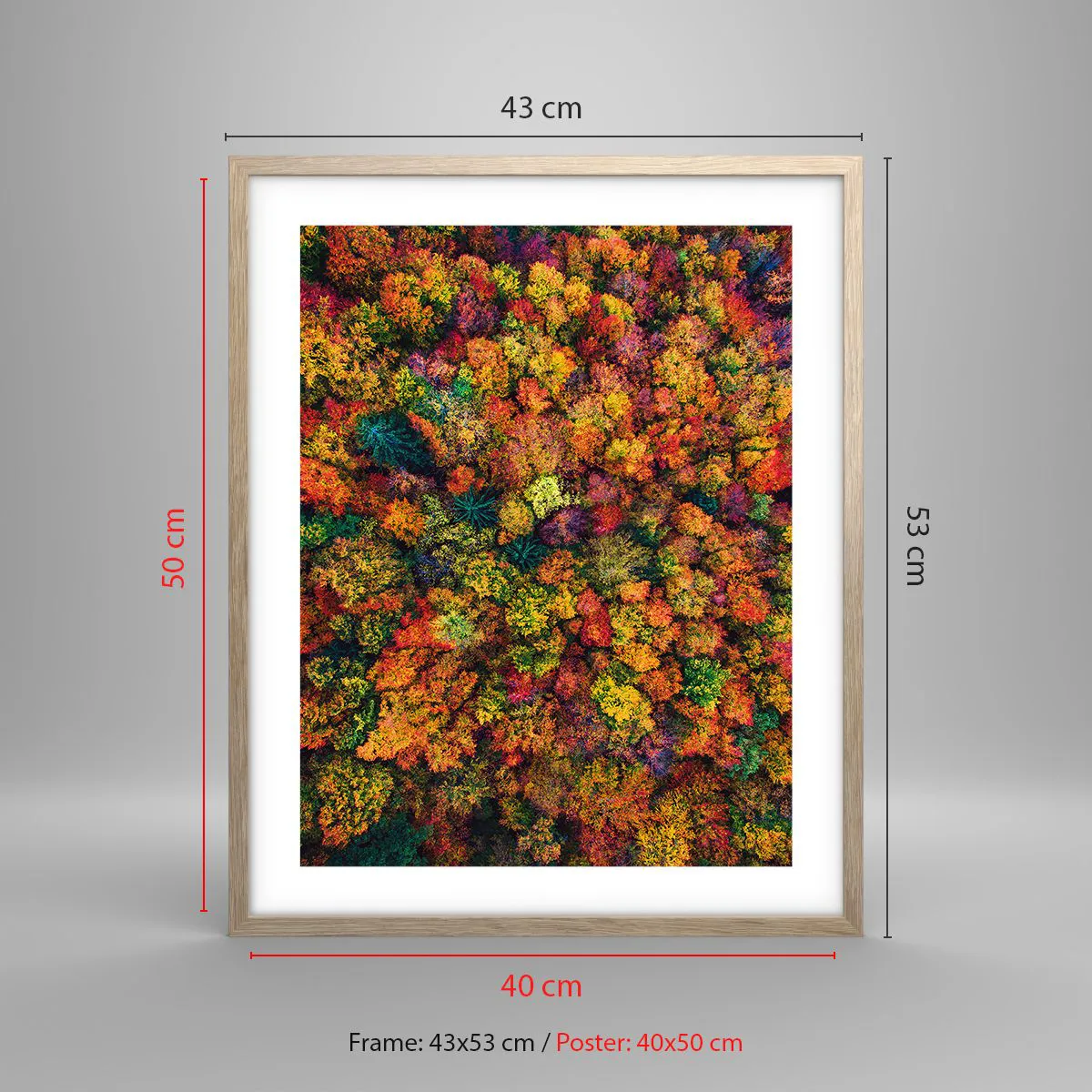 Poster in light oak frame - Bouquet of Autumn Flowers - 40x50 cm