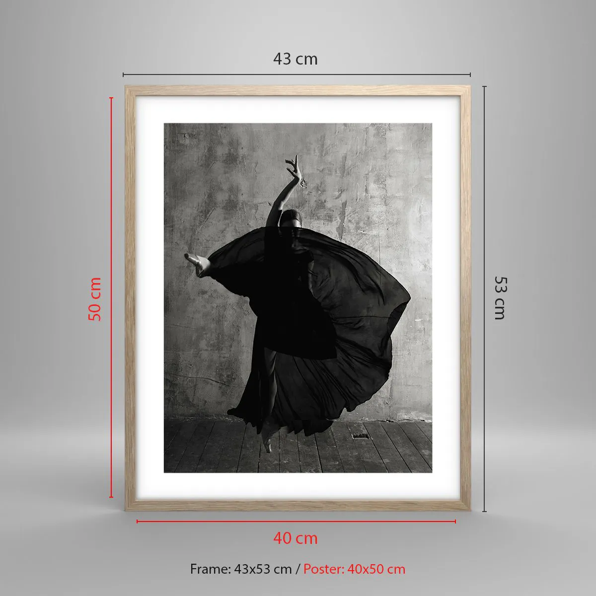 Poster in light oak frame - Full of Passion - 40x50 cm