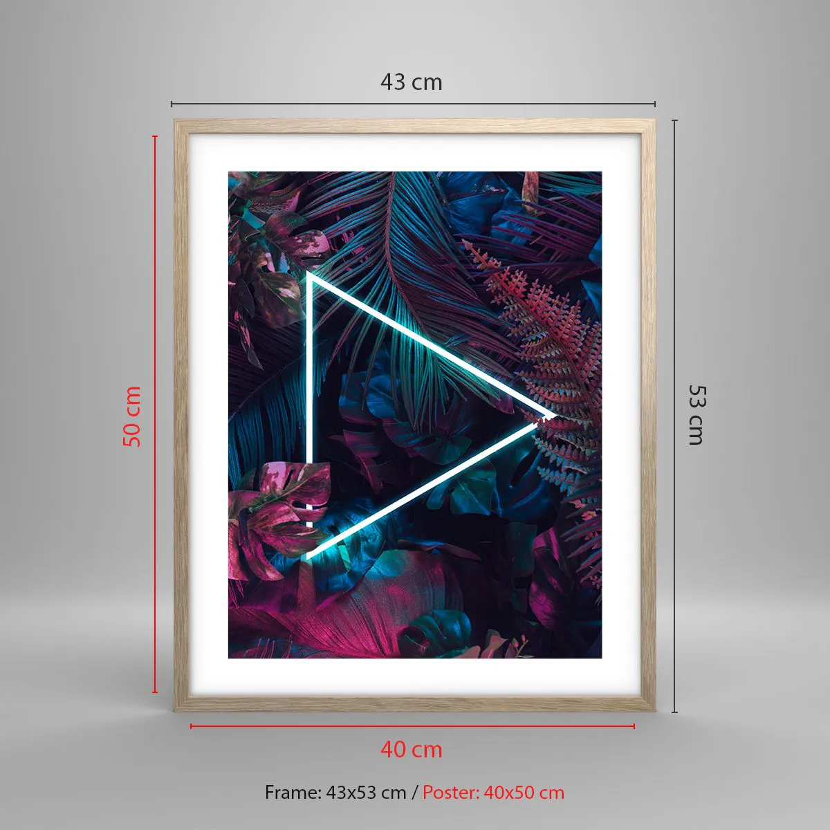 Poster în ramă de stejar deschis - Grădină în stil disco - 40x50 cm