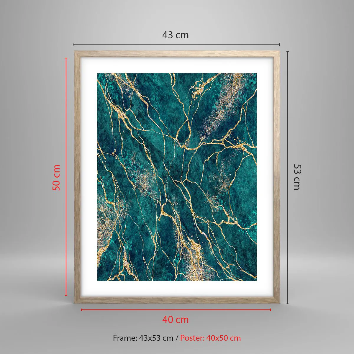 Póster en marco roble claro - Riachuelos de oro - 40x50 cm