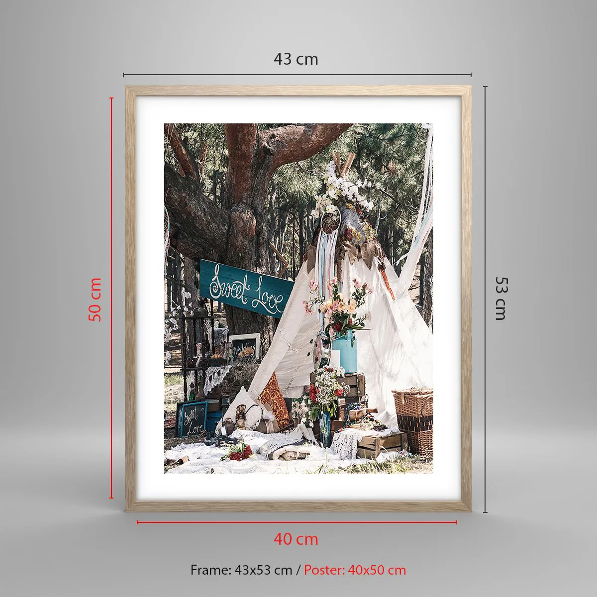 Poster in einem Rahmen aus heller Eiche - Liebe machen ... - 40x50 cm