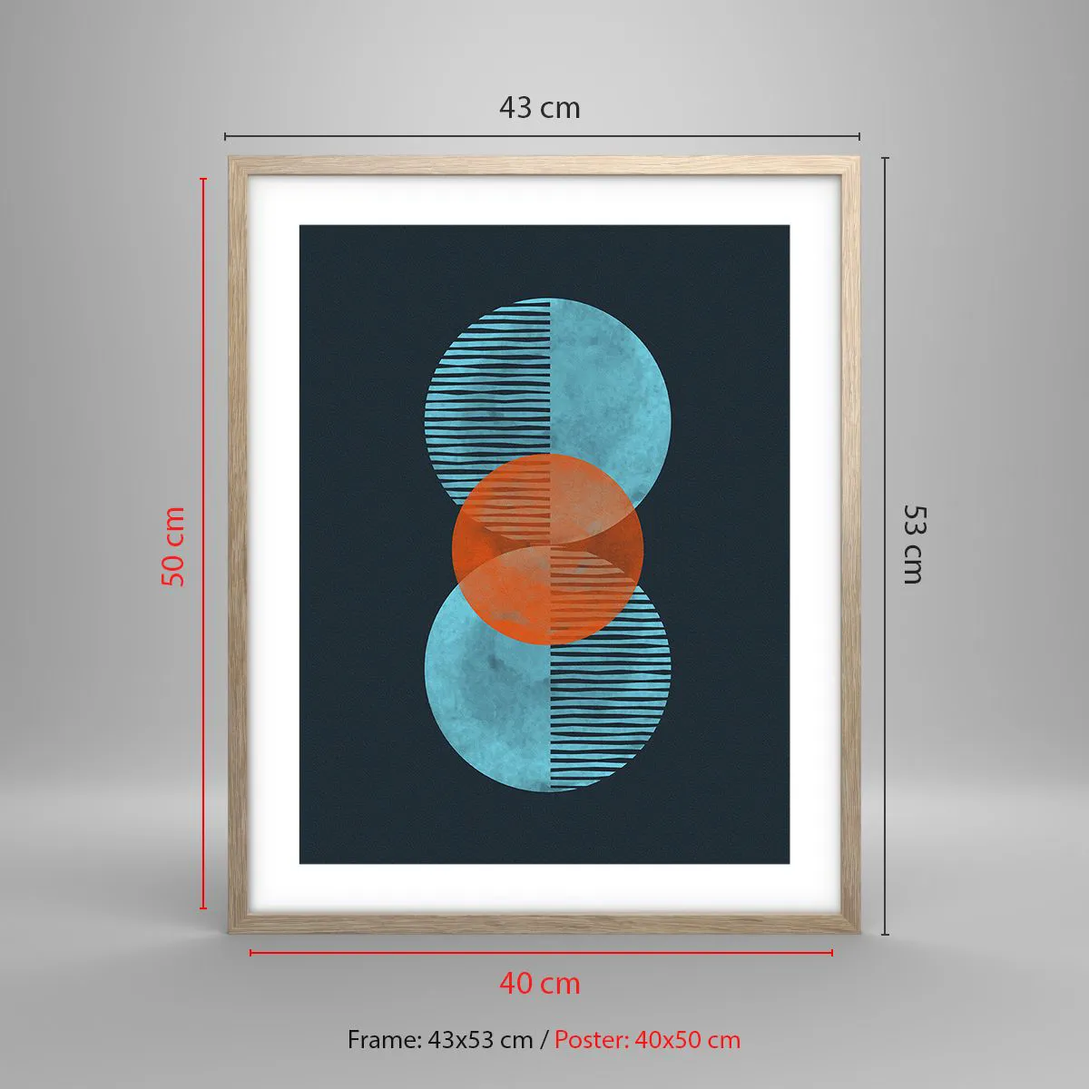 Affiche dans un chêne clair - Poster - Composition symétrique - 40x50 cm