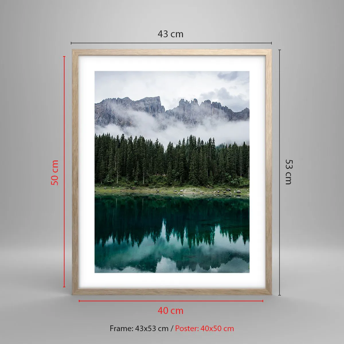 Plakat i ramme af lyst egetræ - Hys, tys, lad os ikke vække sovevandet... - 40x50 cm