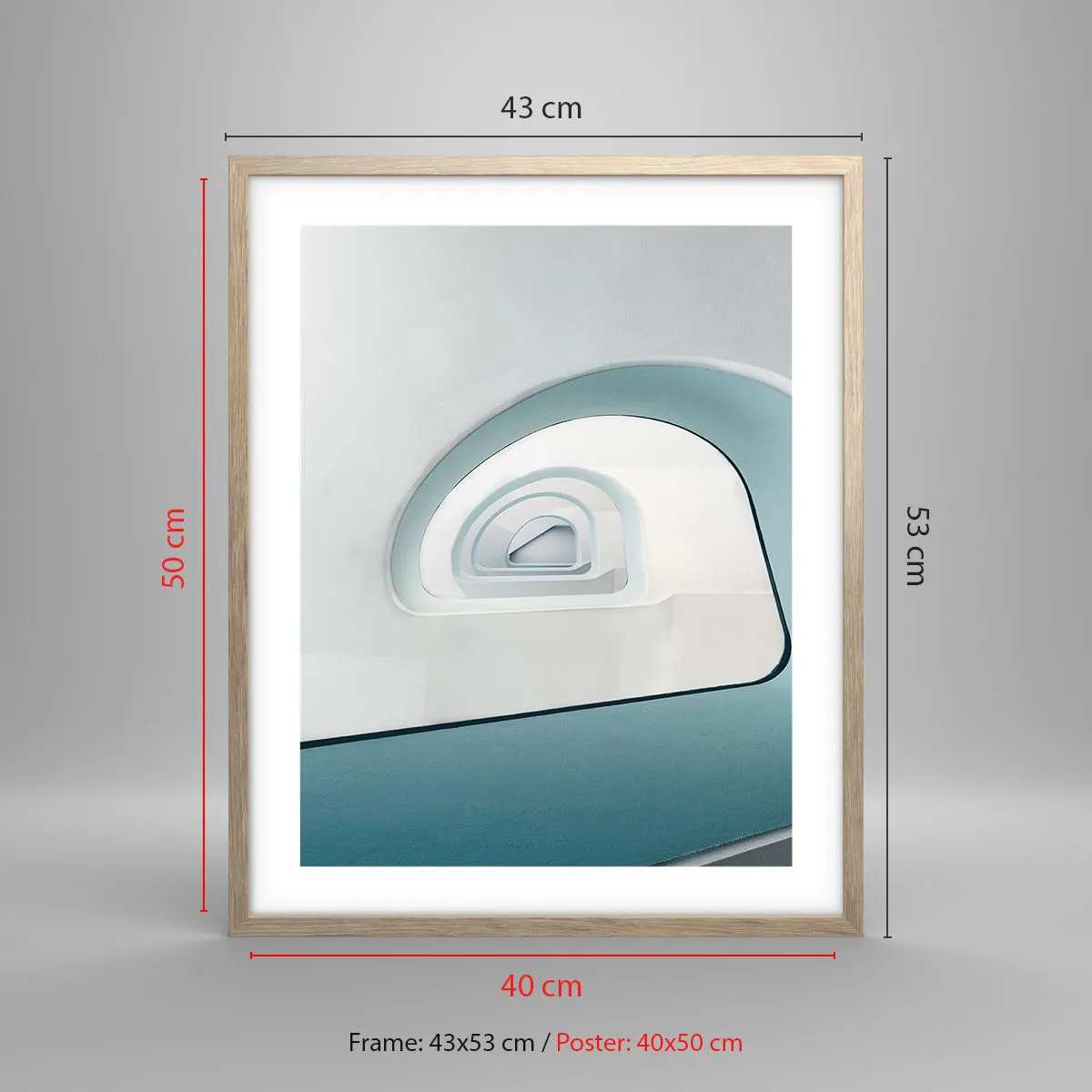 Pôster com moldura de carvalho claro - Para o fundo do azul - 40x50 cm