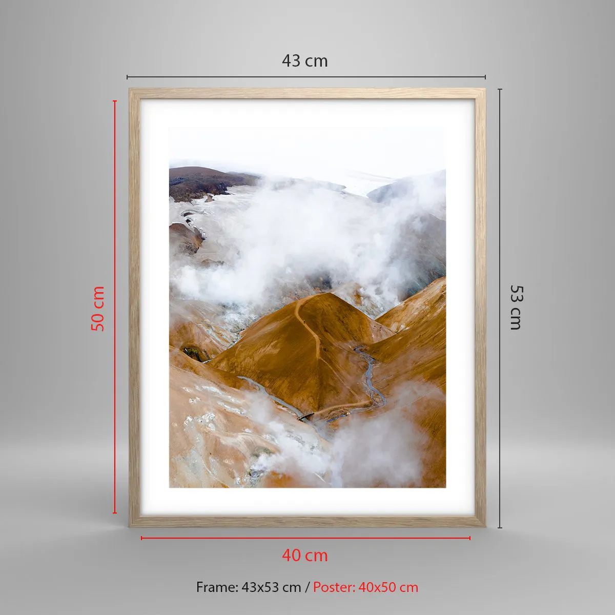 Plagát v ráme zo svetlého duba - Drsná krása Islandu - 40x50 cm