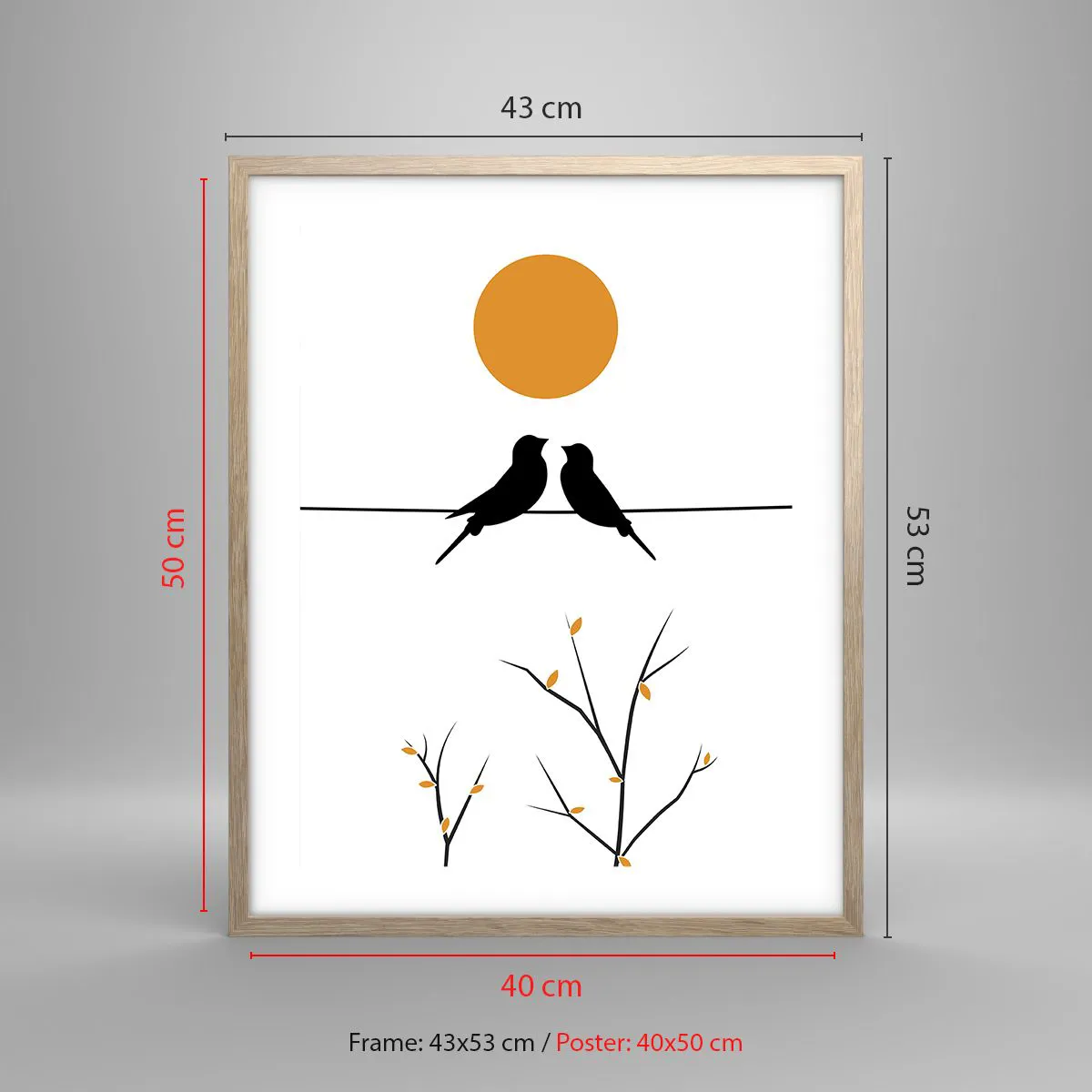 Poster in light oak frame - Nightingale Evening - 40x50 cm