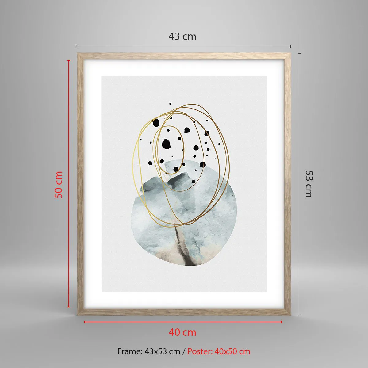 Poster în ramă de stejar deschis - În îmbrățișarea spațiului - 40x50 cm