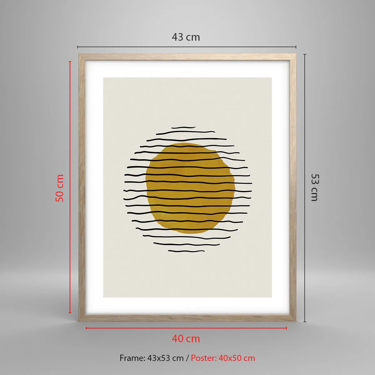 Pôster com moldura de carvalho claro - Abstração a tremer com o calor - 40x50 cm