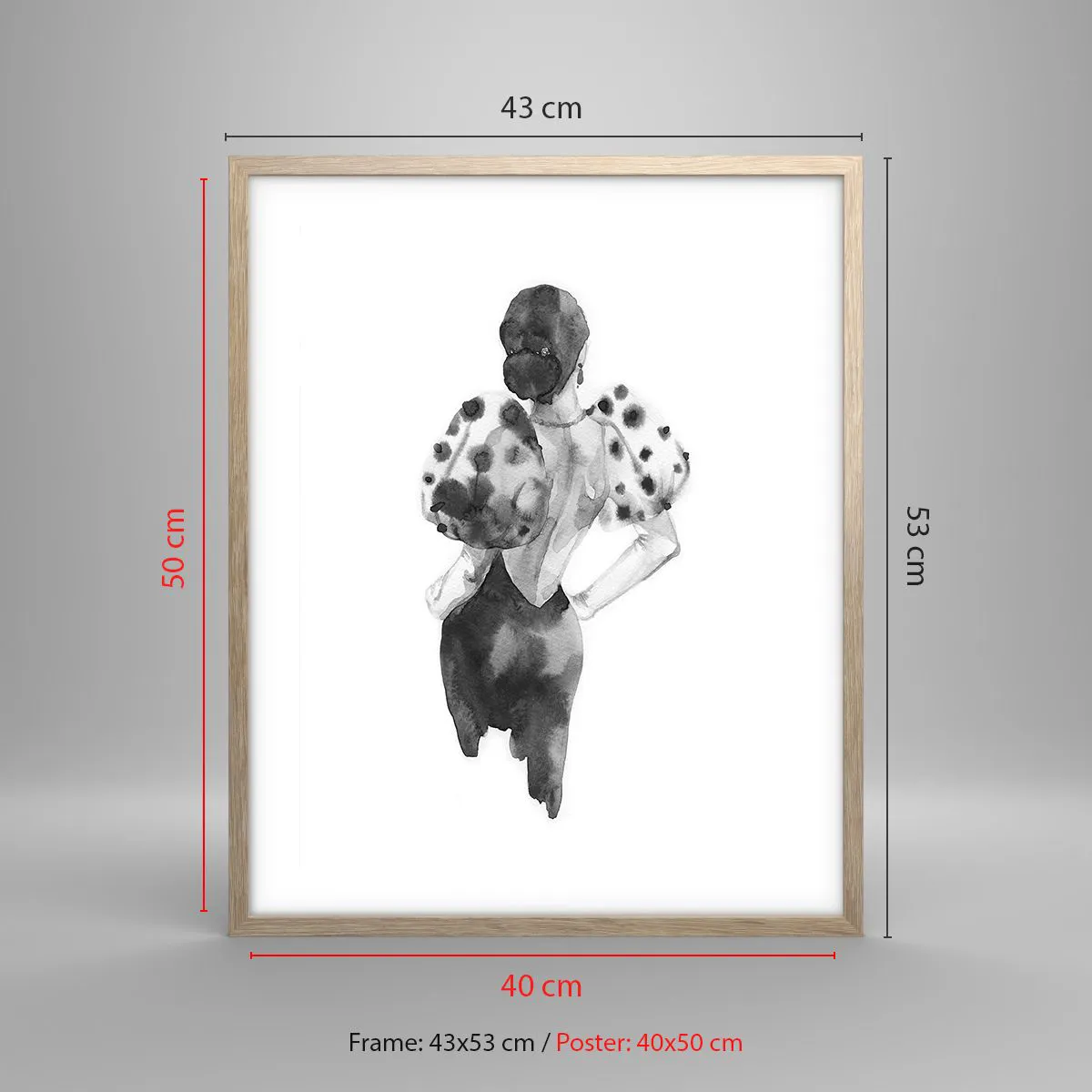 Poster in einem Rahmen aus heller Eiche - Sie ging direkt vorbei - 40x50 cm