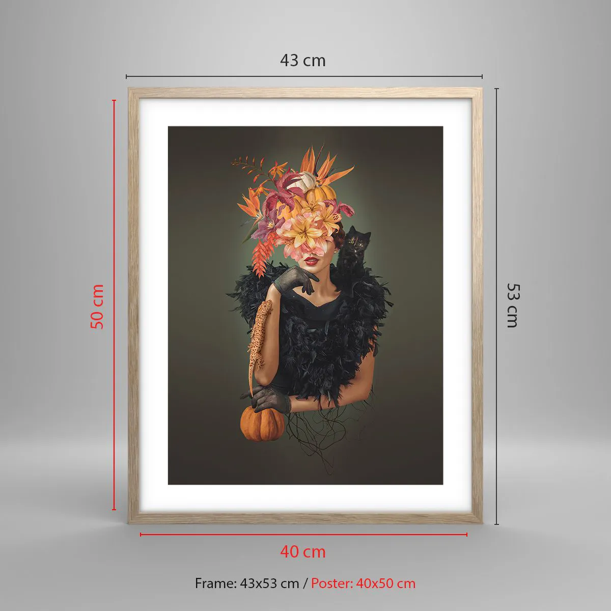 Poster in einem Rahmen aus heller Eiche - Der Zauber einer Hexe - 40x50 cm