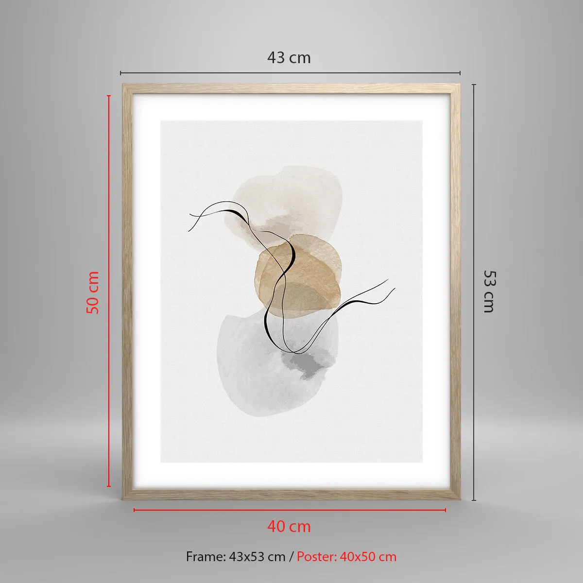 Plakat i ramme af lyst egetræ - Perler i luften - 40x50 cm