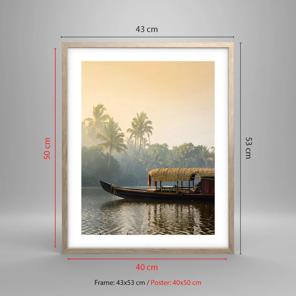 Affiche dans un chêne clair - Poster - Maison sur la rivière - 40x50 cm