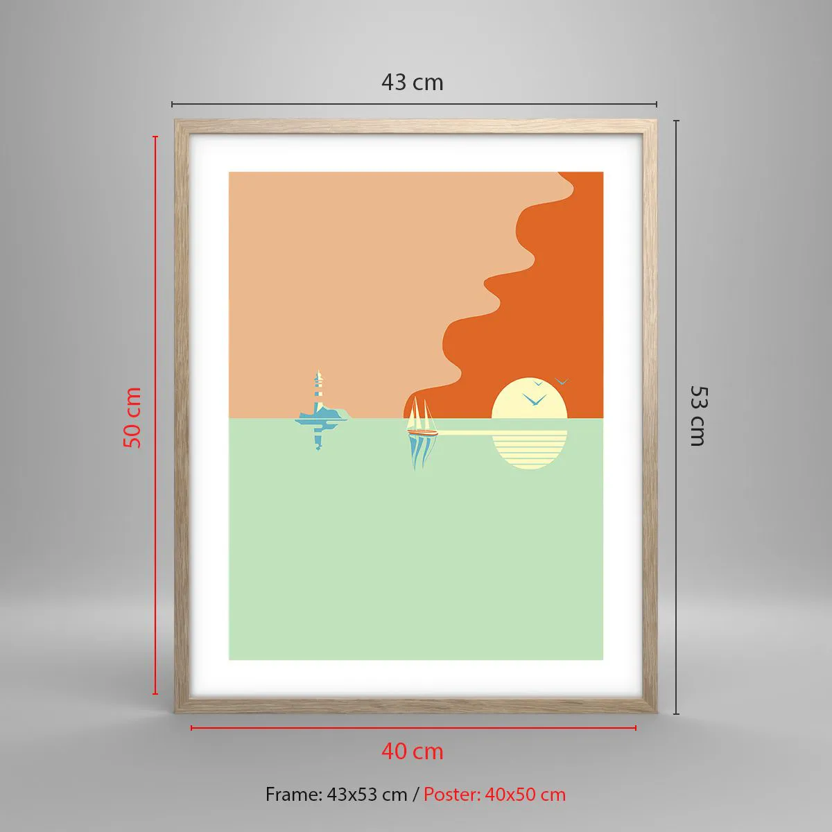 Pôster com moldura de carvalho claro - Uma paisagem marítima perfeita - 40x50 cm