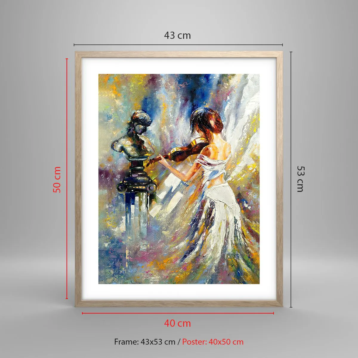 Poster in einem Rahmen aus heller Eiche - Mit Gefühl beleben - 40x50 cm