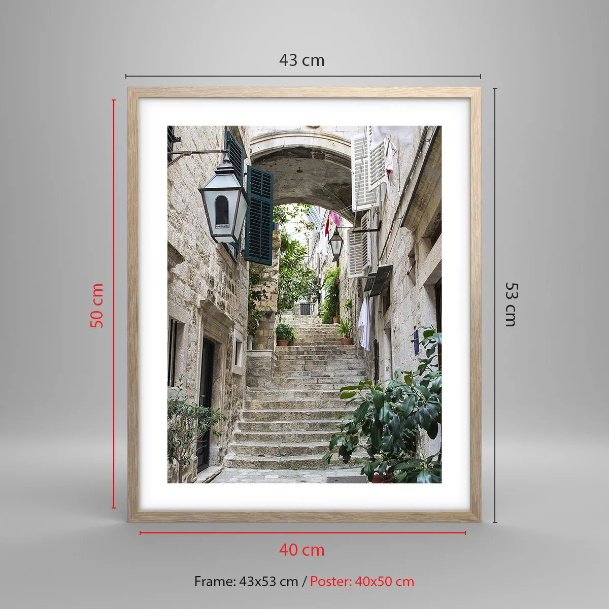 Poster in einem Rahmen aus heller Eiche - Eine bezaubernde Gasse - 40x50 cm