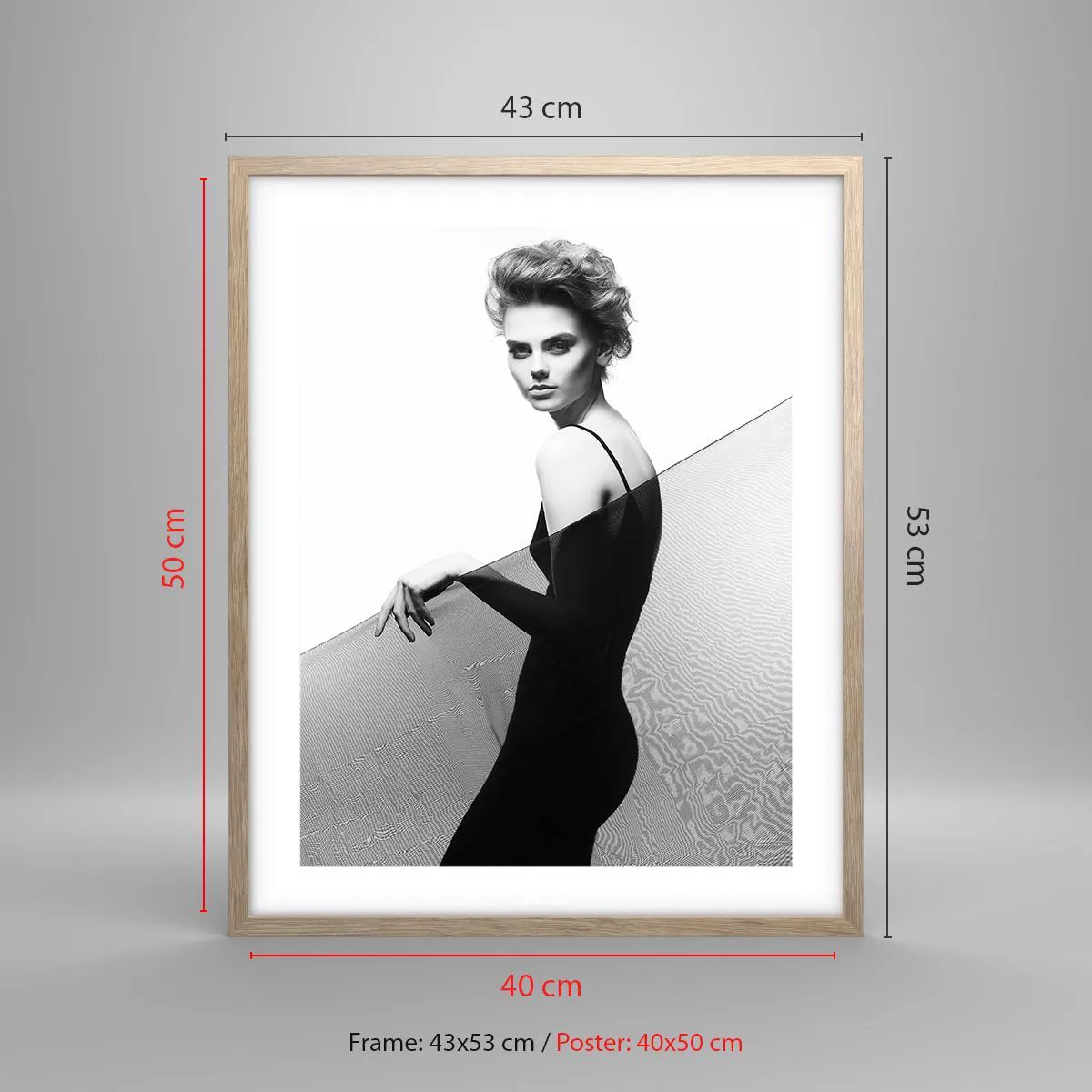 Plakat w ramie jasny dąb - Magnetyczne spojrzenie - 40x50 cm