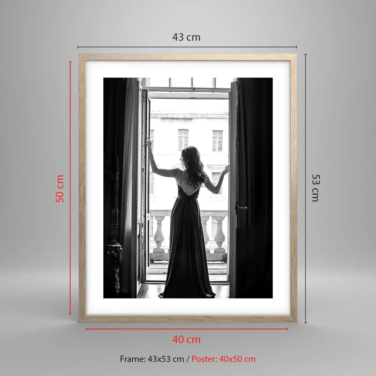 Poster în ramă de stejar deschis - Splendoare alb-negru - 40x50 cm