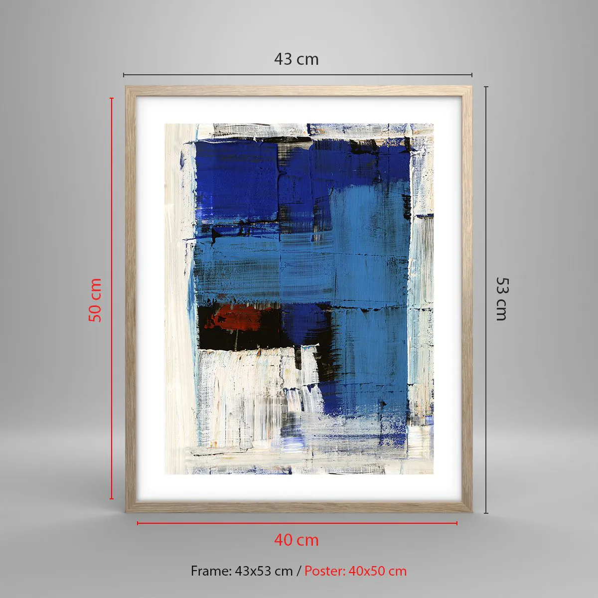 Poster in cornice rovere chiaro - I segreti del blu - 40x50 cm