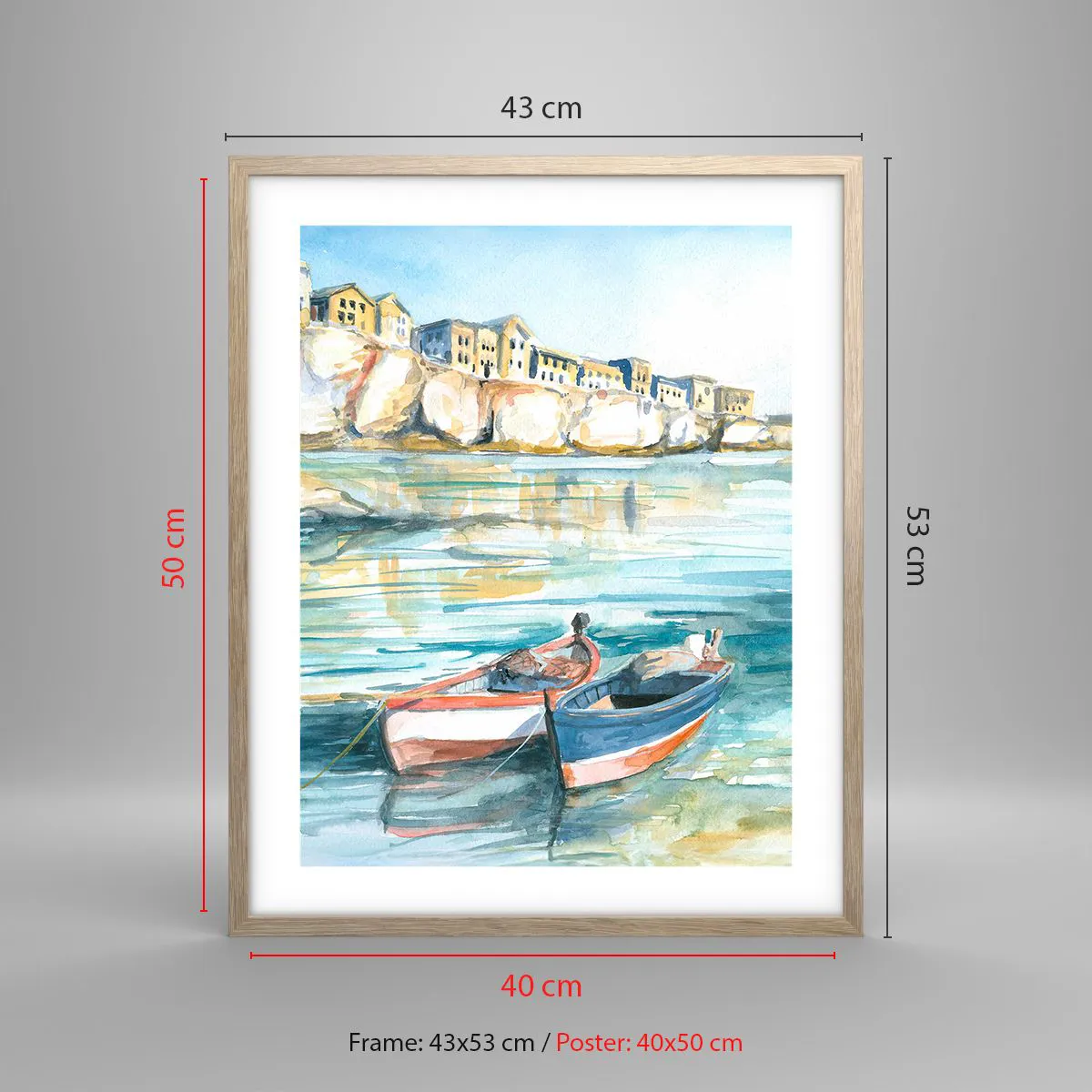 Poster in light oak frame - Landscape in Azure - 40x50 cm