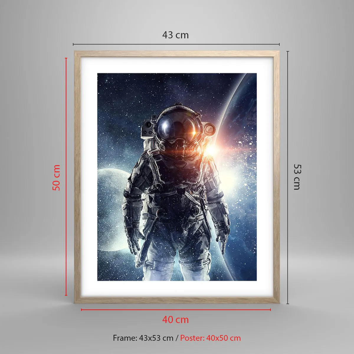 Poster in light oak frame - Space Adventure - 40x50 cm