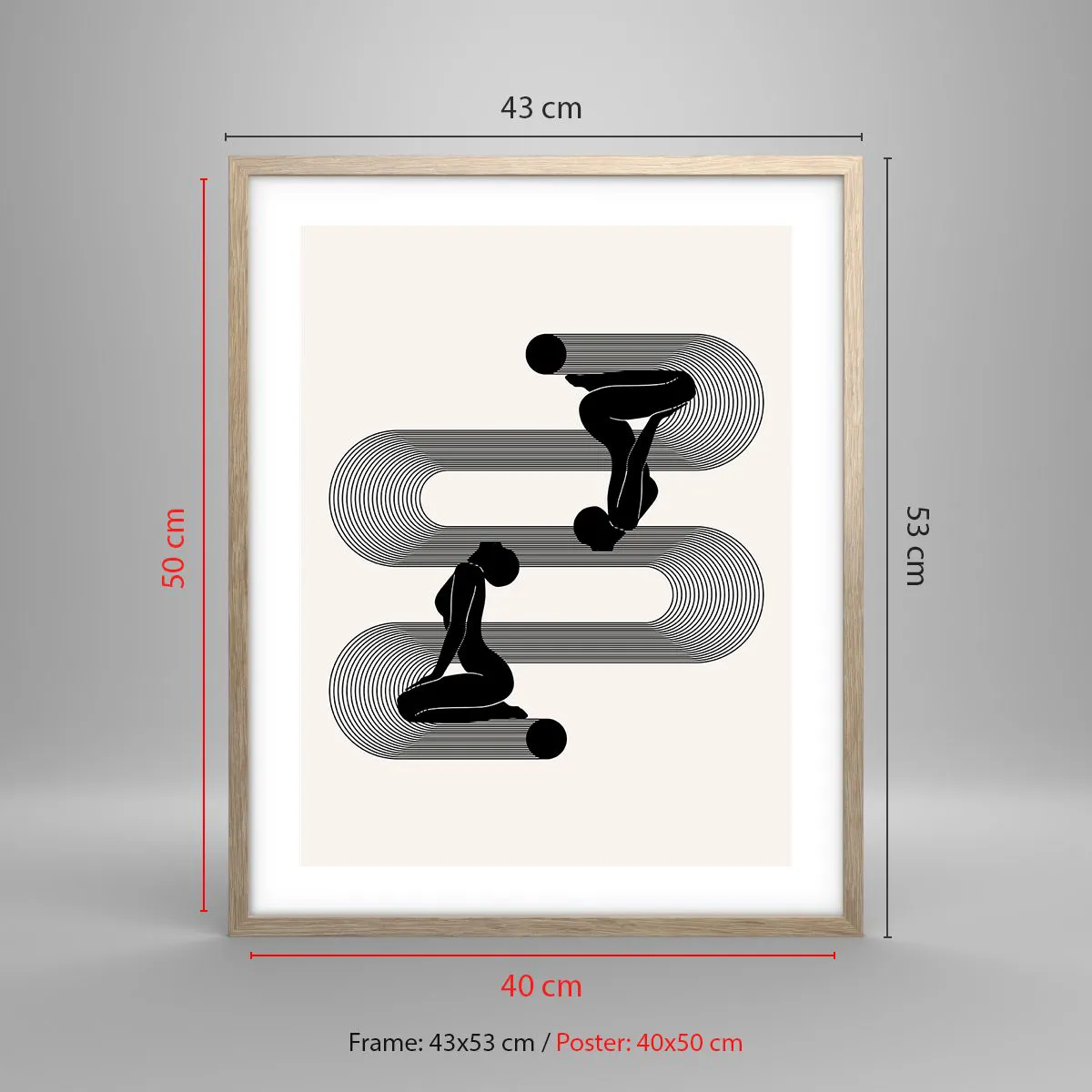 Póster en marco roble claro - Simetría sensual - 40x50 cm